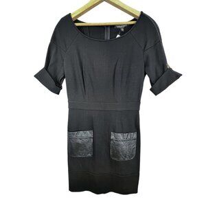 Cynthia Steffe Womens 6 Dress Black Faux Leather Pockets Career Party Boho Chic